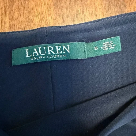 Lauren Ralph Lauren Dark Navy Cream Colorblock Maxi Gown 8 Long Sleeve Elegant - Picture 8 of 12